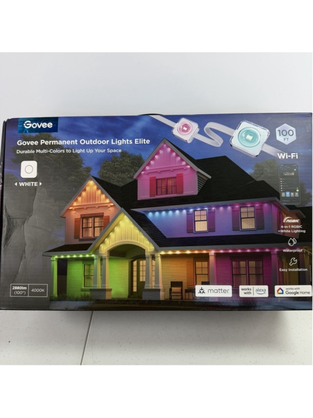 Govee Permanent Outdoor Lights Elite 100ft RGBIC+White WiFi Alexa Google